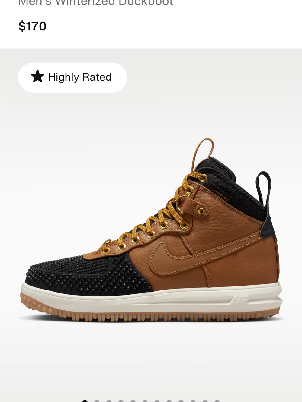 Nike Men's Brown and Black High-Top Leather Boot